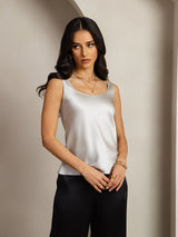 [Plata] SilkSilky-ES 19Momme Sin mangas Escote Cuchara Top de tirantes 005
