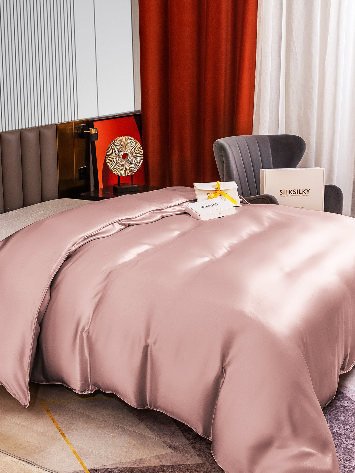 [Malva Pálido] SilkSilky-ES 22Momme Seda Pura Duvet Cover 004