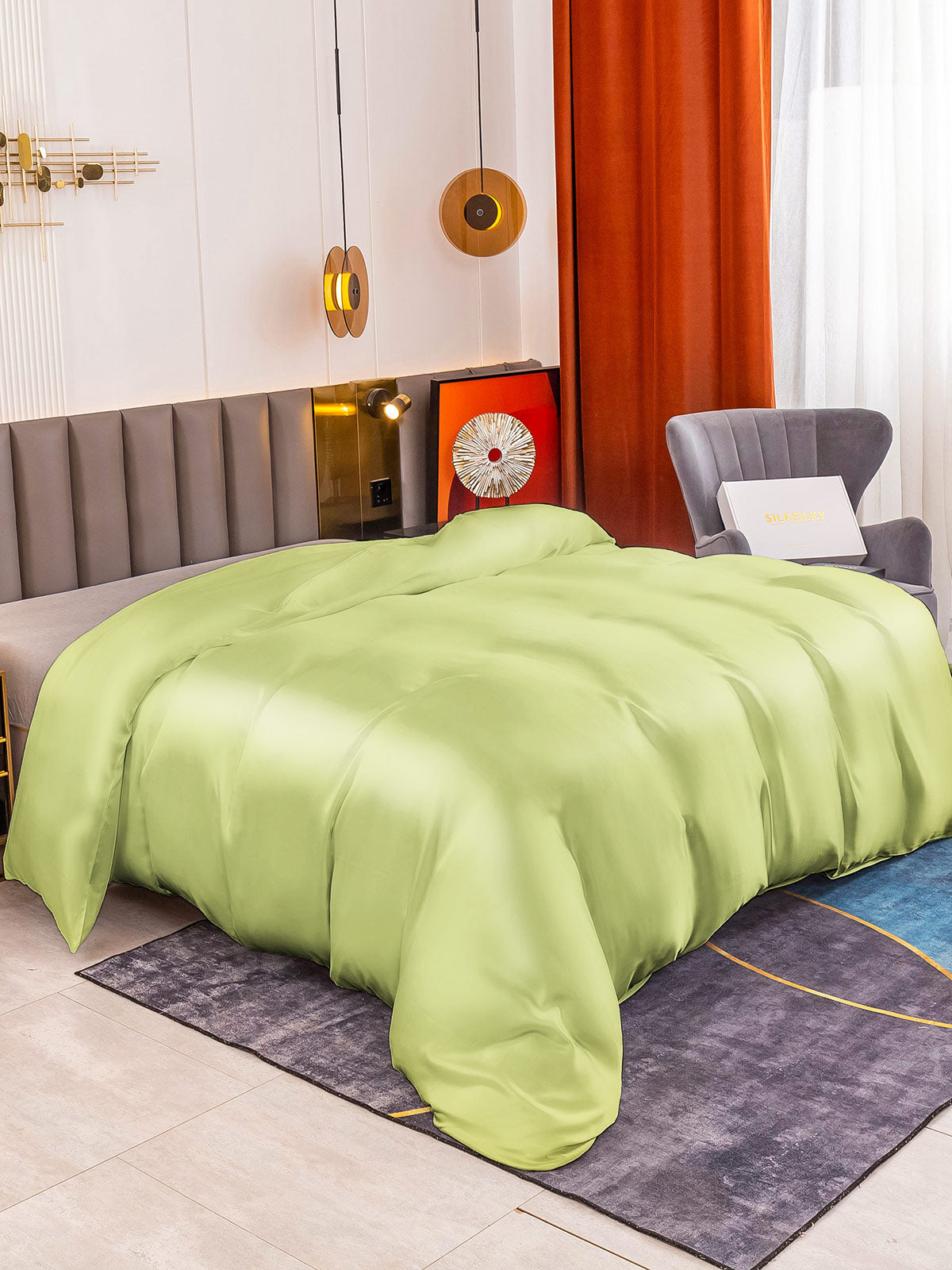 [Menta Verde] SilkSilky-ES 19Momme Seda Pura Duvet Cover 001