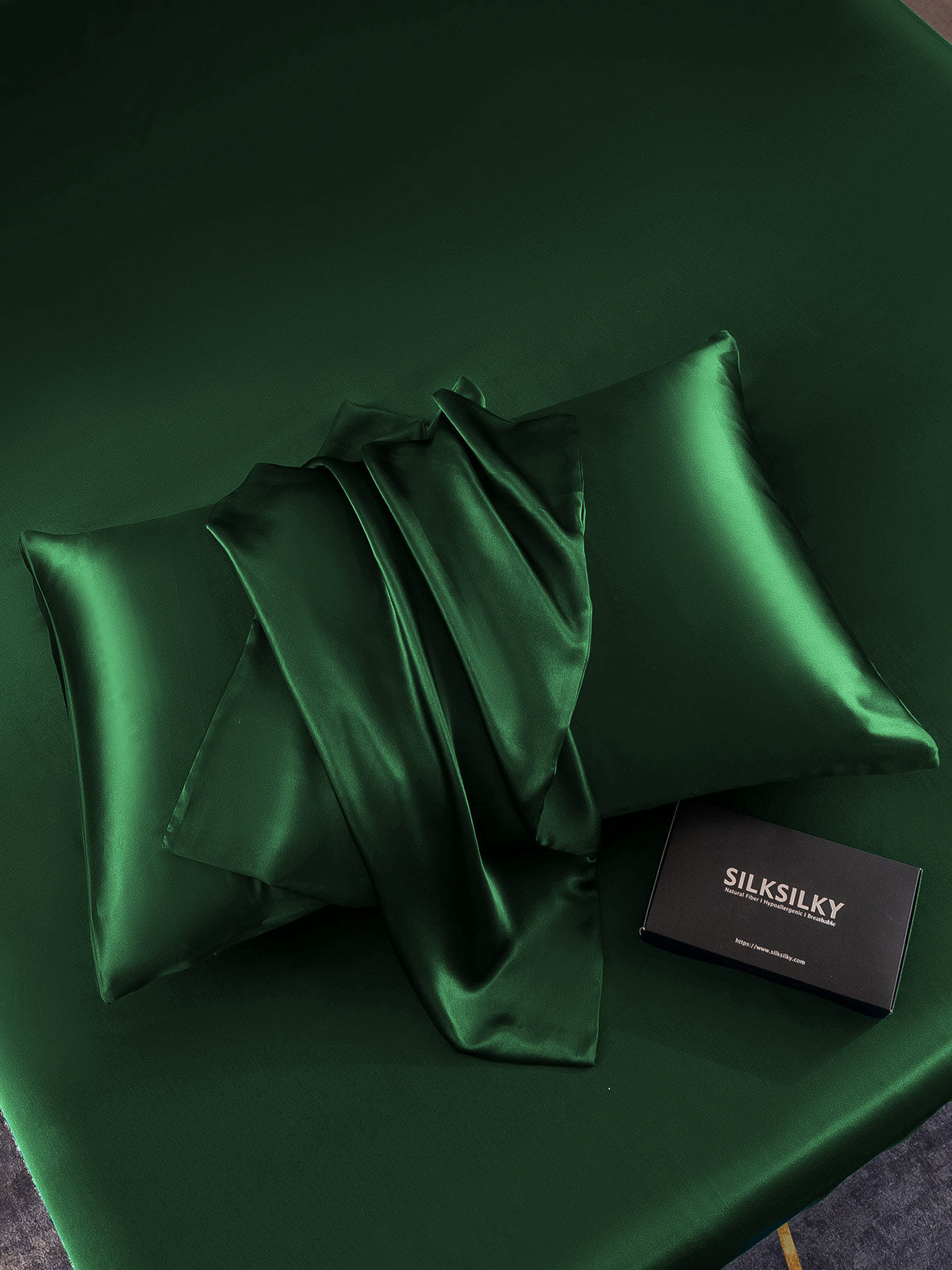 [Verde Oscuro] SilkSilky-ES 19Momme Seda Pura Pillowcase 005