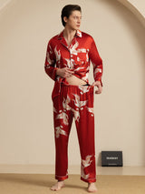 [Vino] SilkSilky-ES Long Sleeve Notch Collar Pijamas de hombre 008