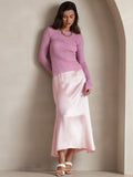 SilkSilky ES 19Momme Seda Skirt Rosa 007