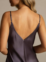 [Gris Púrpura] SilkSilky-ES Spaghetti Strap V Neck Camisón 005