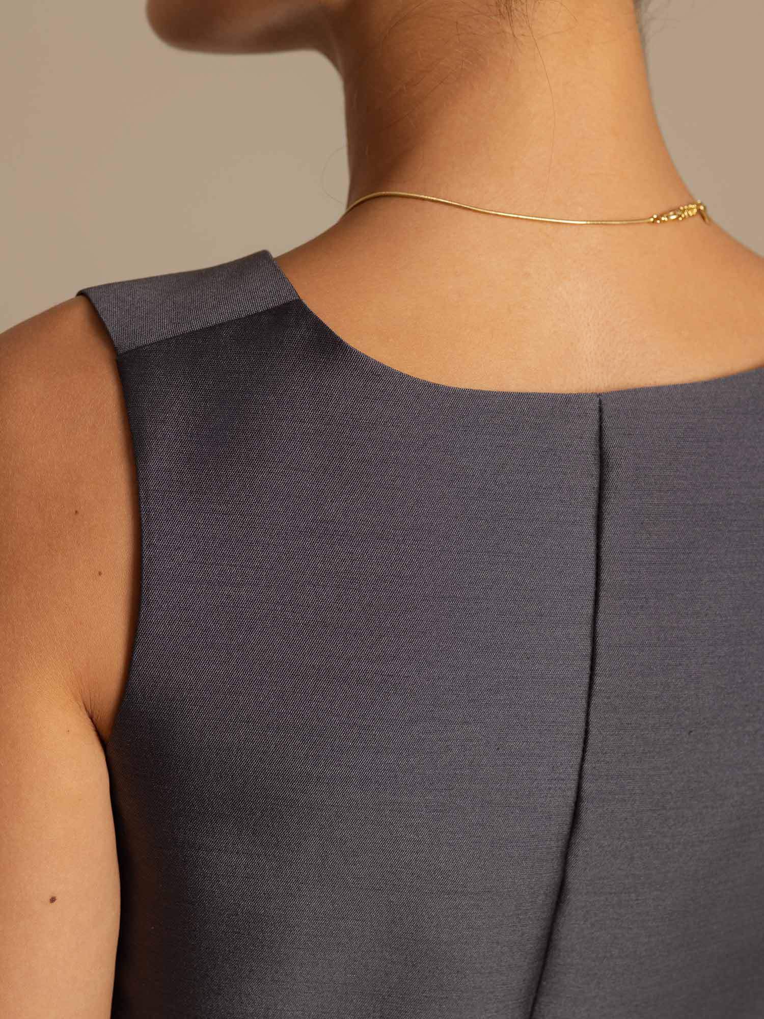 [Gris] SilkSilky-ES 32Momme Silk-Wool Blend Cuello en V Chaleco Mujer 004,