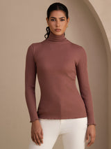 [Rosa Camfeo] SilkSilky-ES Long Sleeve Turtle Neck Camisetas de Mujer 001