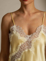 [Amarillo Claro] SilkSilky-ES Spaghetti Strap V Neck Top de tirantes 004