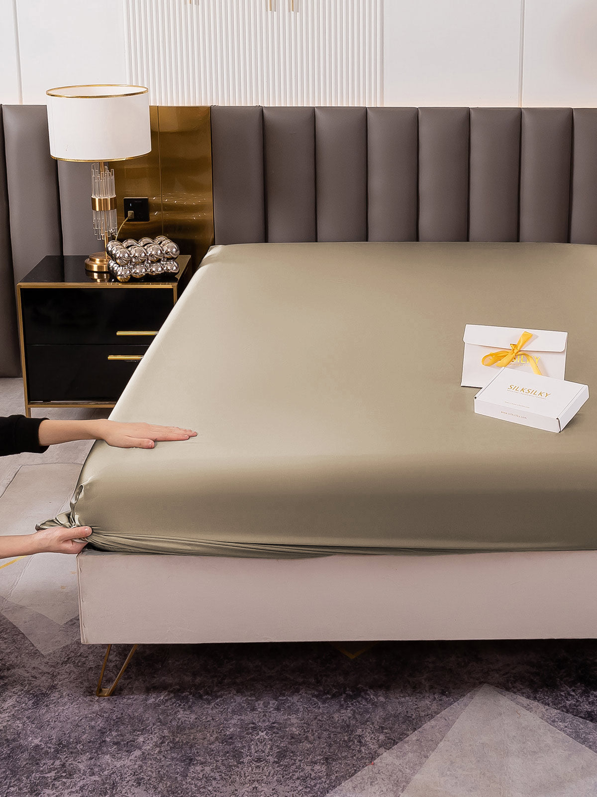 [Caqui] SilkSilky-ES 19Momme Seda Pura Sheet 005