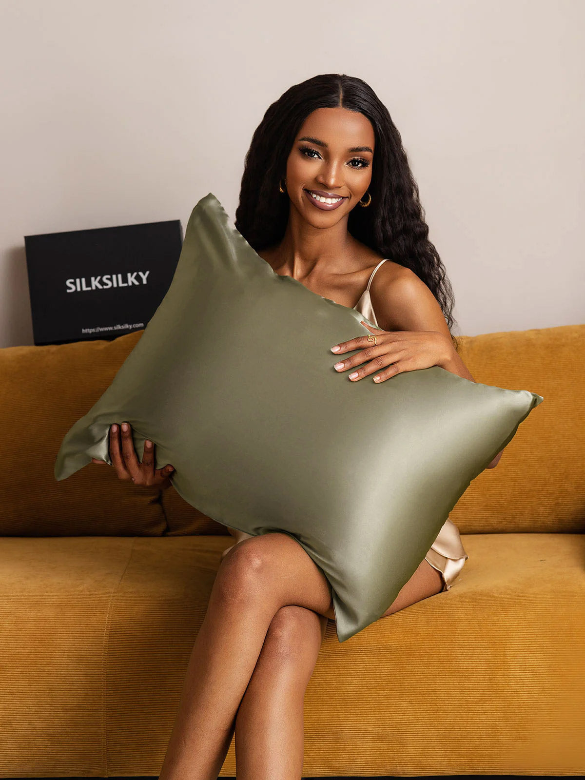 [Verde Oliva] SilkSilky-ES 22Momme Seda Pura Pillowcase 003