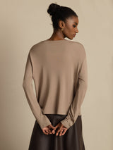[Marrón Claro] SilkSilky-ES Long Sleeve Cárdigan Mujer 002