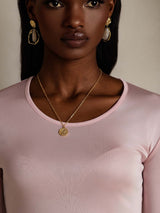 [Rosa Coral] SilkSilky-ES Manga larga Cuello Redondo Camisetas de Mujer 004