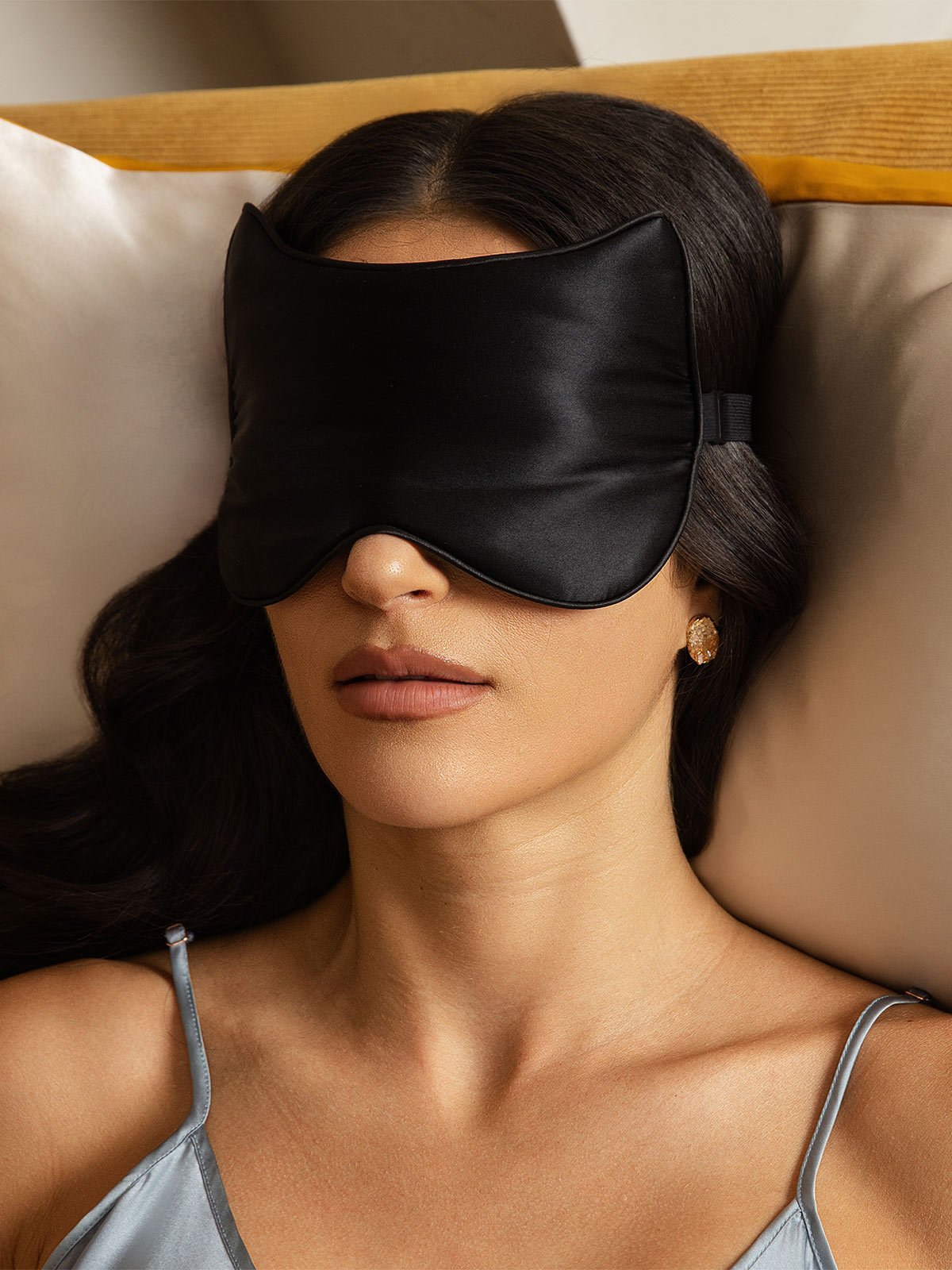 [Negro] SilkSilky-ES Seda Pura Eye Mask 005