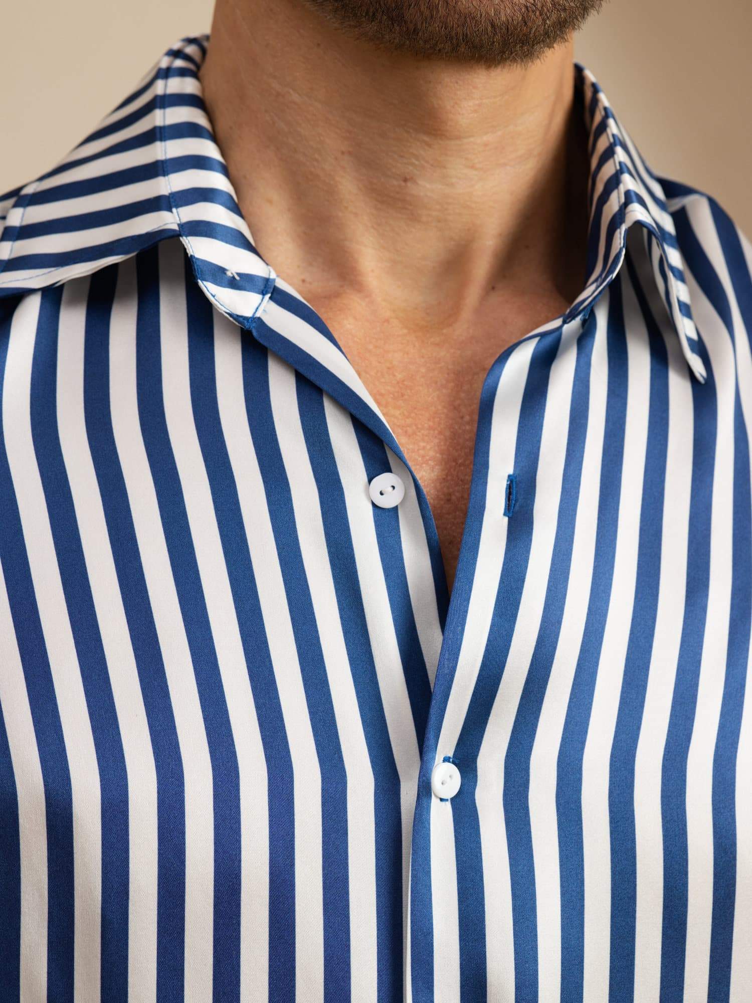 [Raya Marina] SilkSilky-ES 19Momme Manga larga Cuello con Solapa Camisa de hombre 006