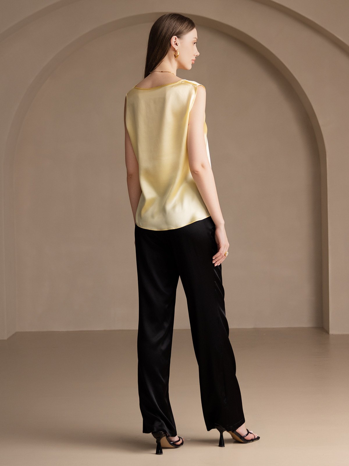[Amarillo Claro] SilkSilky-ES 19Momme Seda Camisoles 002