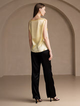 [Amarillo Claro] SilkSilky-ES Sleeveless Round Neck Top de tirantes 002