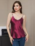 SilkSilky-ES-Seda-Pura-Sin-mangas-Cuello-en-V-Top-de-tirantes-Fucsia-003