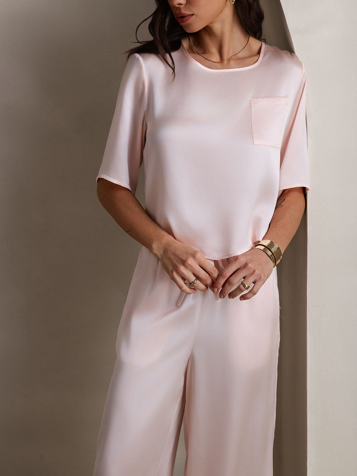 [Rosa] SilkSilky-ES Seda Pura Womens Pajamas 007