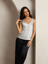 [Plata] SilkSilky-ES Sleeveless V Neck Top de tirantes 007