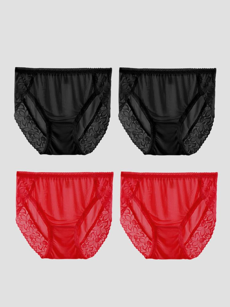 SilkSilky-ES Tejido de seda Panty Negro+Rojo 002