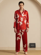 [Vino] SilkSilky-ES Long Sleeve Notch Collar Pijamas de hombre 003