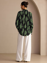 [Musgo Negro] SilkSilky-ES Long Sleeve Lapel Collar Blusa 002