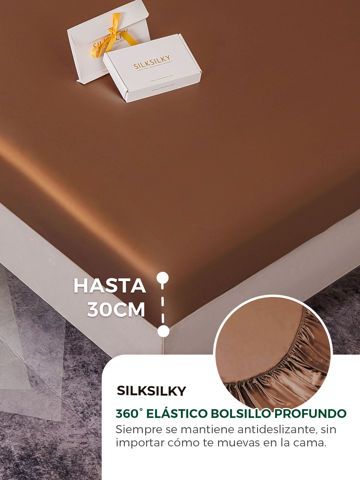 [Café] SilkSilky-ES 19Momme Seda Pura Sheet 004