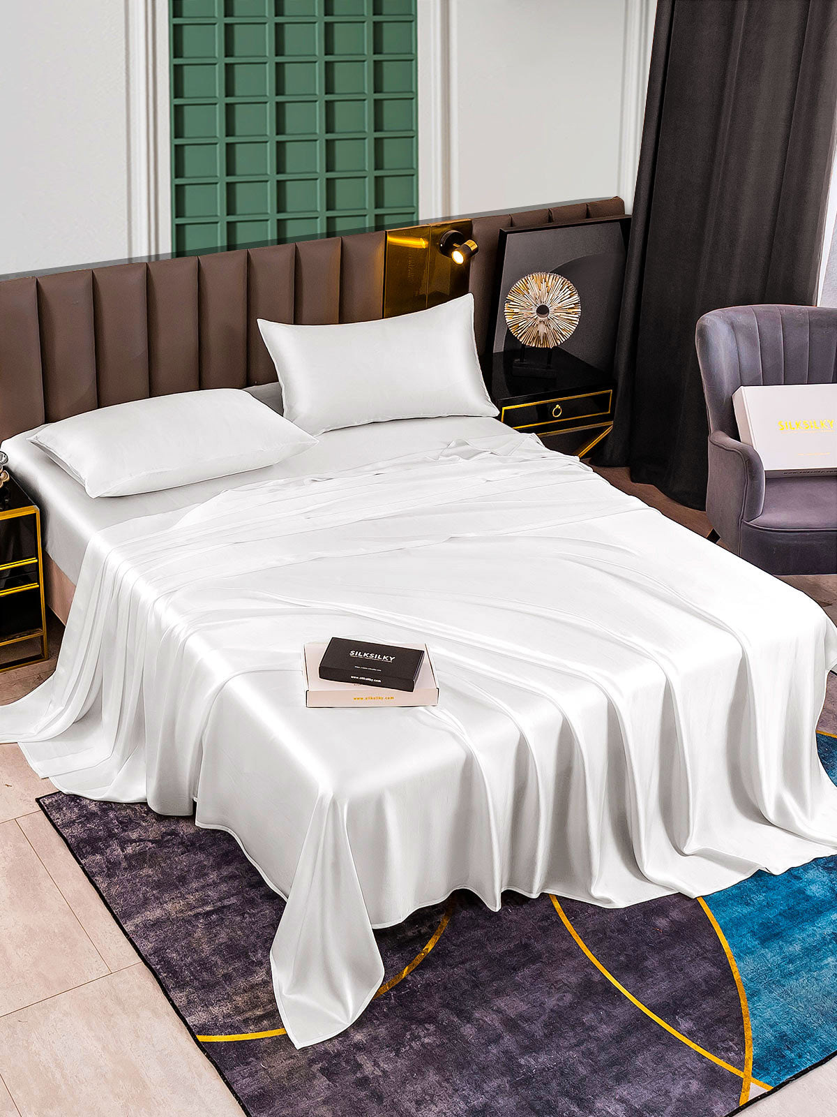 [Blanco] SilkSilky-ES 25Momme Seda Pura Bedding Set 002