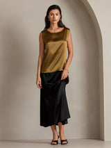 [Marrón] SilkSilky-ES Sleeveless Round Neck Top de tirantes 001