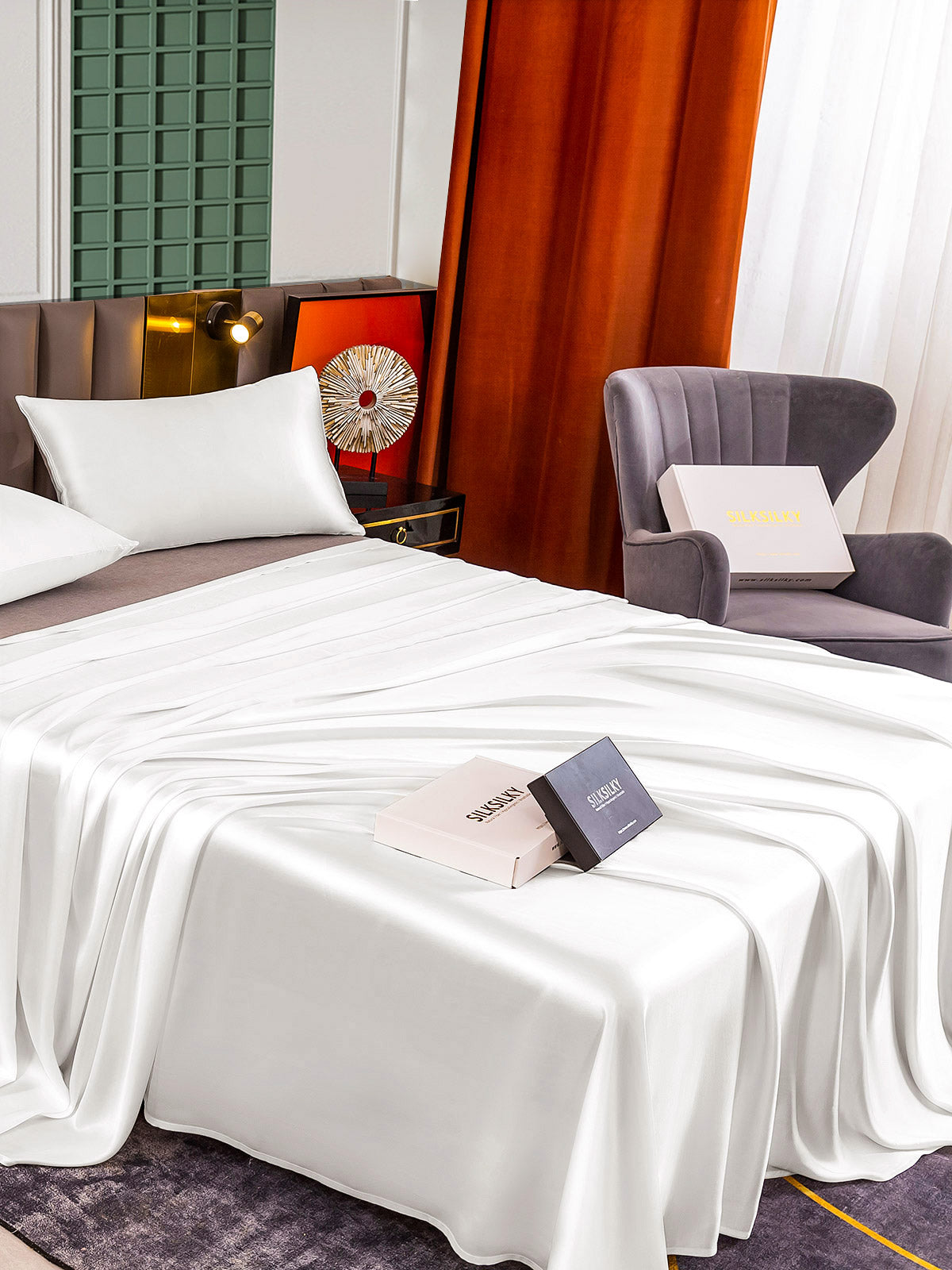 [Blanco] SilkSilky-ES 25Momme Seda Pura Bedding Set 004