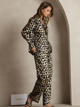 [Leopardo] SilkSilky-ES 19Momme Seda Cuello Camisero Women''s Outfit Sets 004