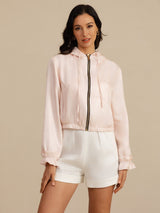 [Rosa] SilkSilky-ES 18Momme Manga larga Cuello Alto Chaqueta de mujer 007