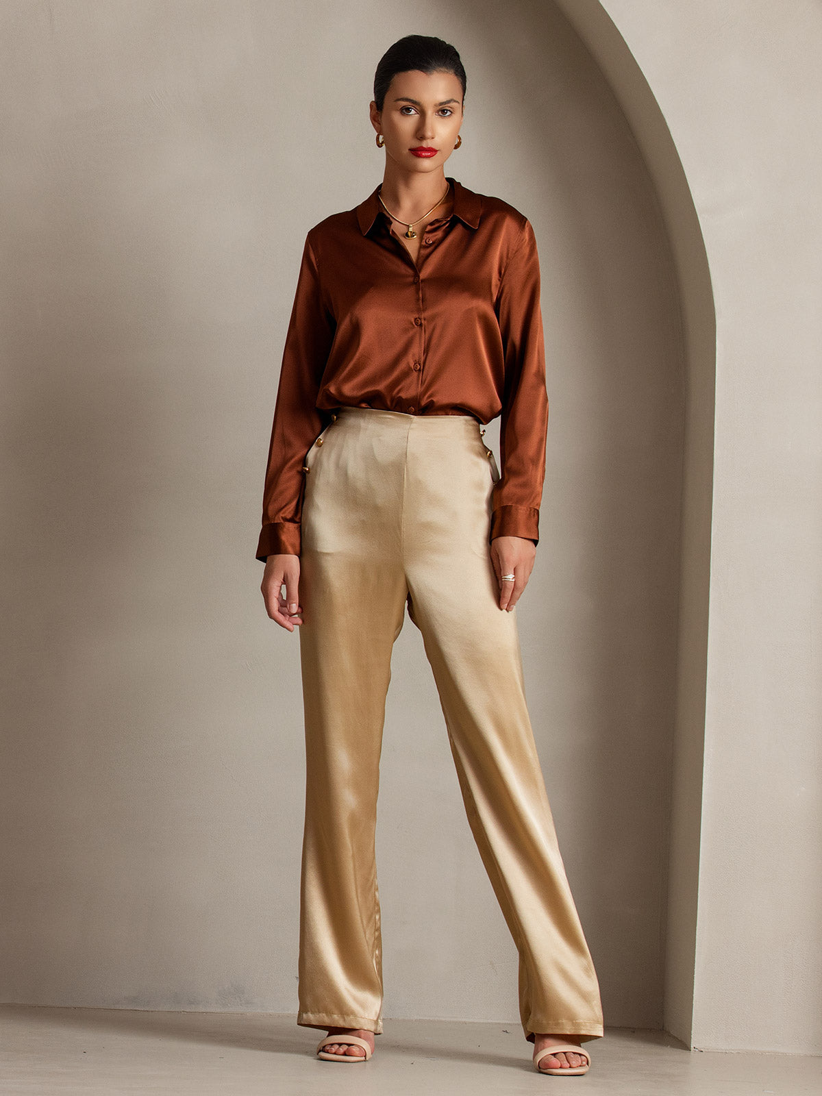 [Champán] SilkSilky-ES 19Momme Seda Womens Pants 007