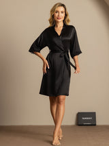 [Negro] SilkSilky-ES Half Sleeve Bata de mujer 005