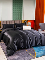 [Negro] SilkSilky-ES 25Momme Seda Pura Bedding Set 002