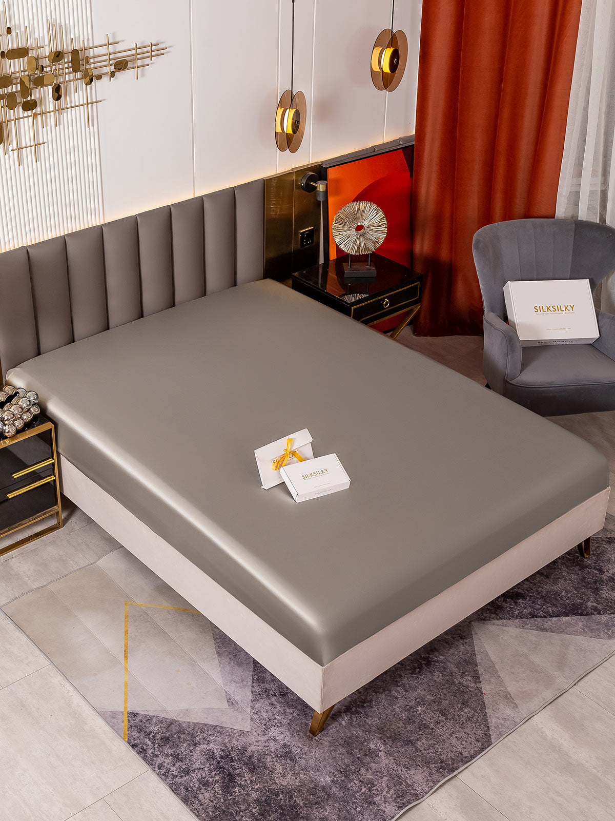 [Gris] SilkSilky-ES 19Momme Seda Pura Sheet 001