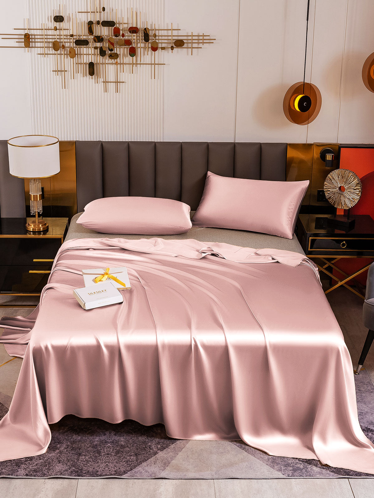 [Malva Pálido] SilkSilky-ES 19Momme Seda Pura Bedding Set 002