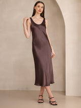 [Café] SilkSilky-ES Sleeveless Vestido 005