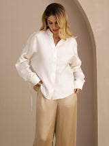 [Blanco] SilkSilky-ES Long Sleeve Blouse 001