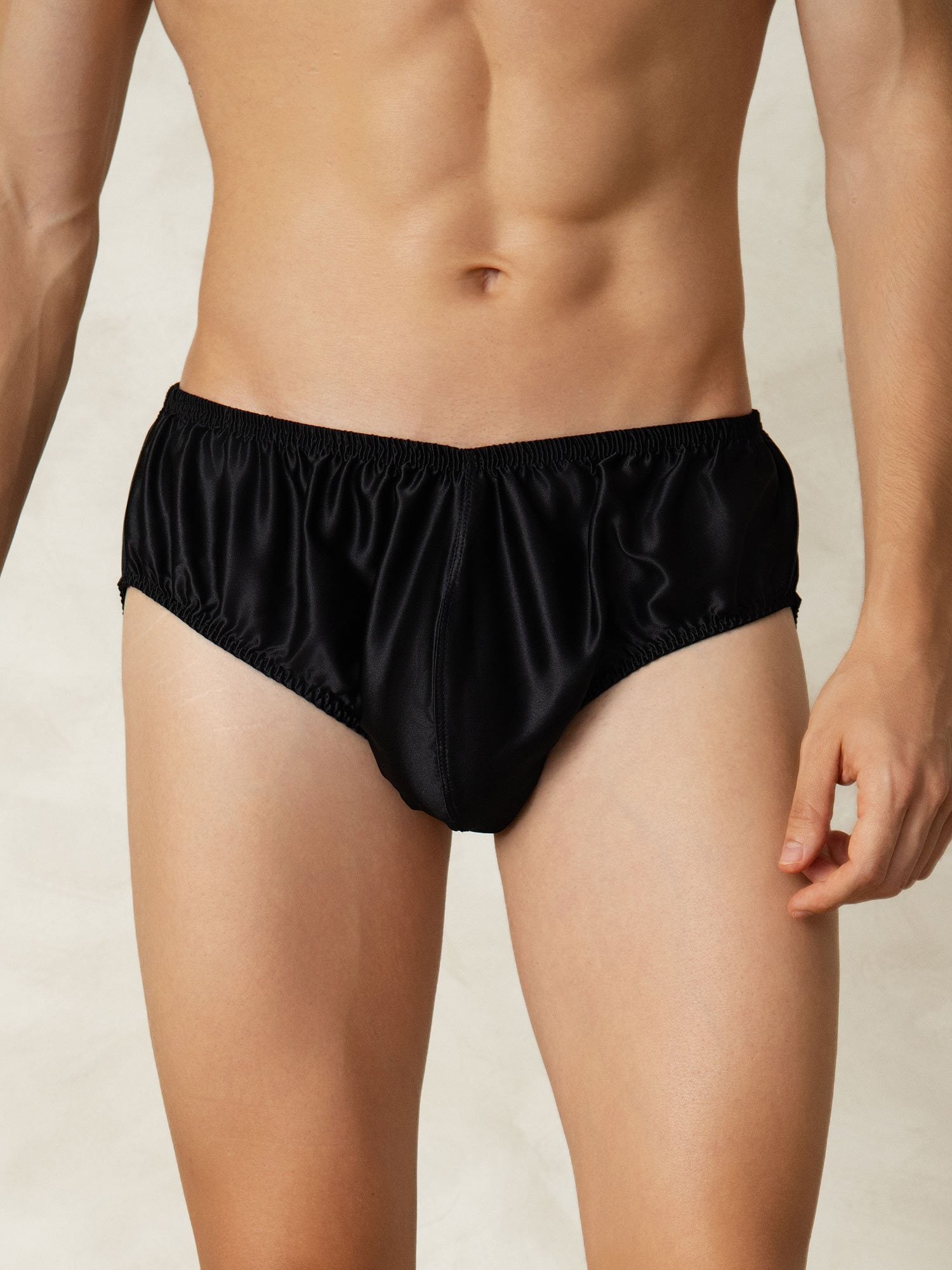 [Negro] SilkSilky-ES Seda Pura Mens Underwear 001