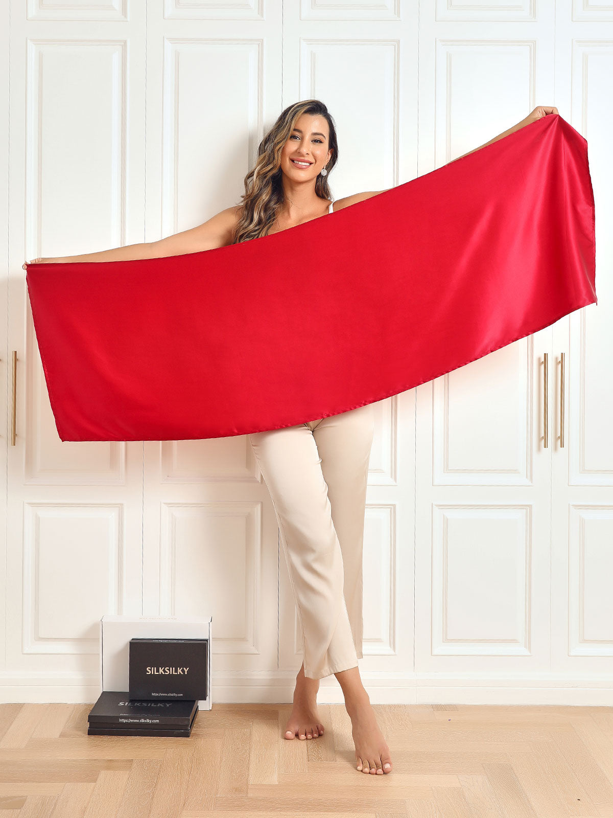[Rojo] SilkSilky-ES Seda Pura Scarf 002