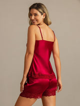 [Vino] SilkSilky-ES Spaghetti Strap V Neck Conjunto de tirantes 002