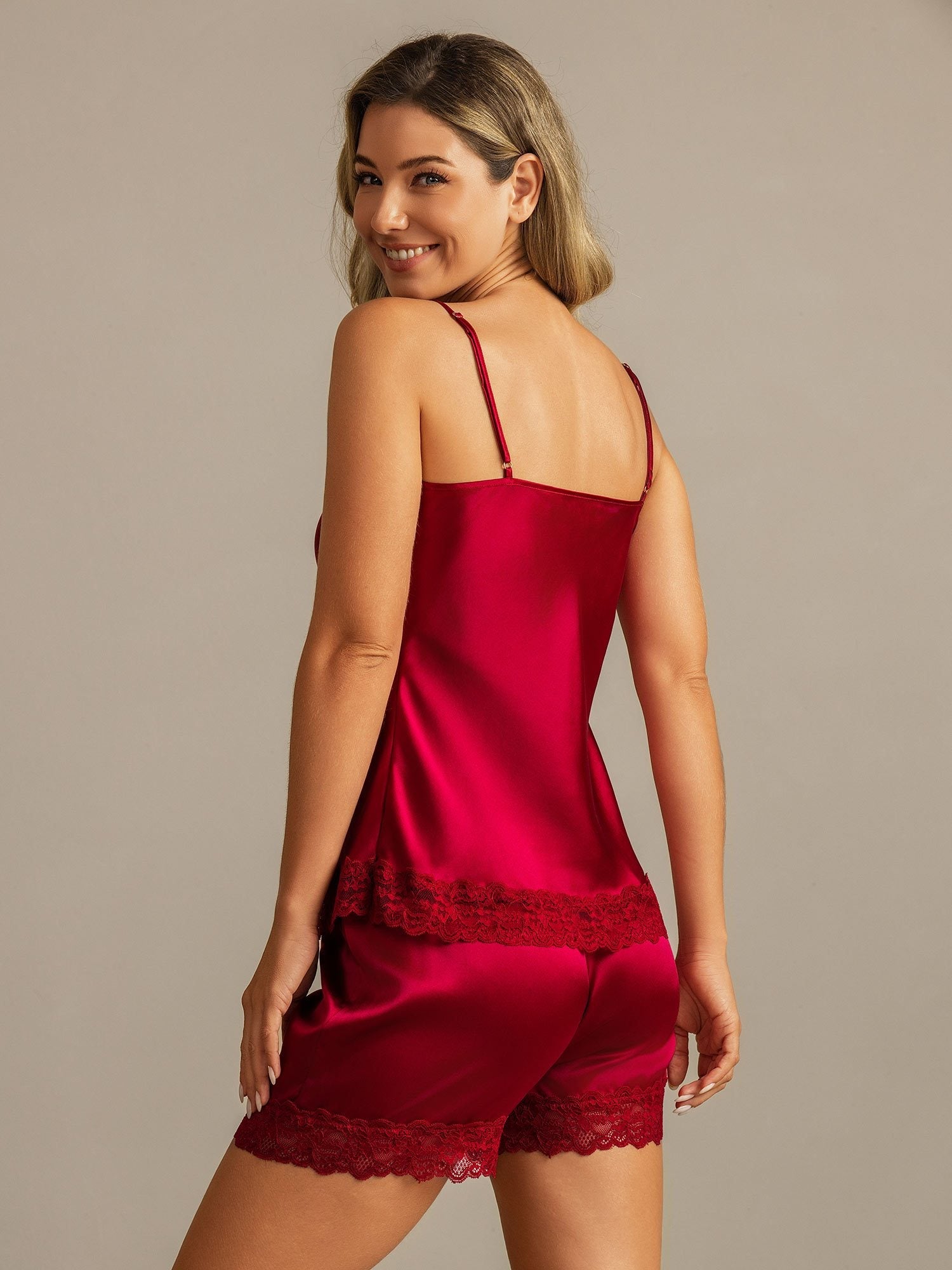 [Vino] SilkSilky-ES Spaghetti Strap V Neck Conjunto de tirantes 002