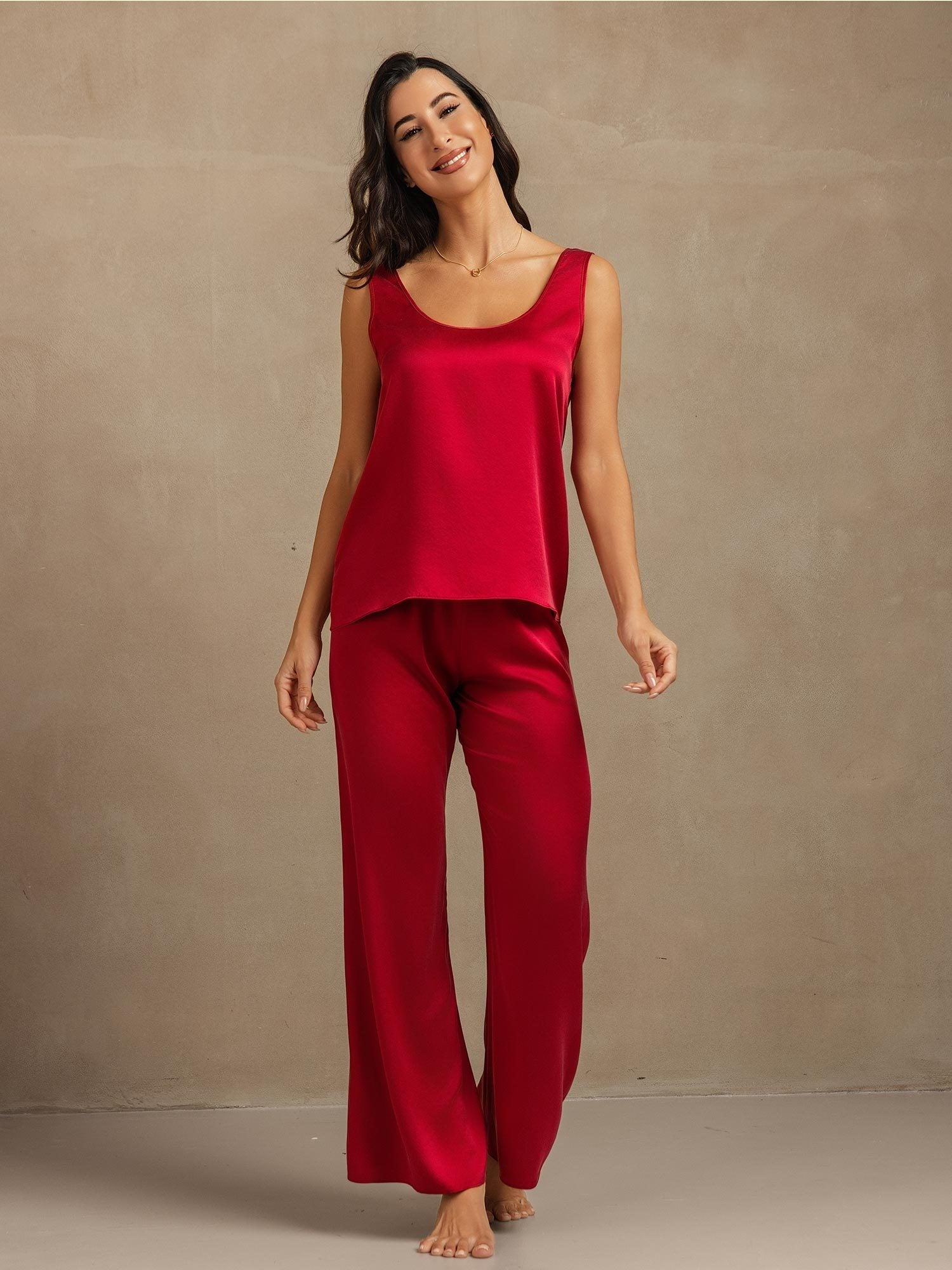 [Vino] SilkSilky-ES 19Momme Seda Womens Pajamas 005,