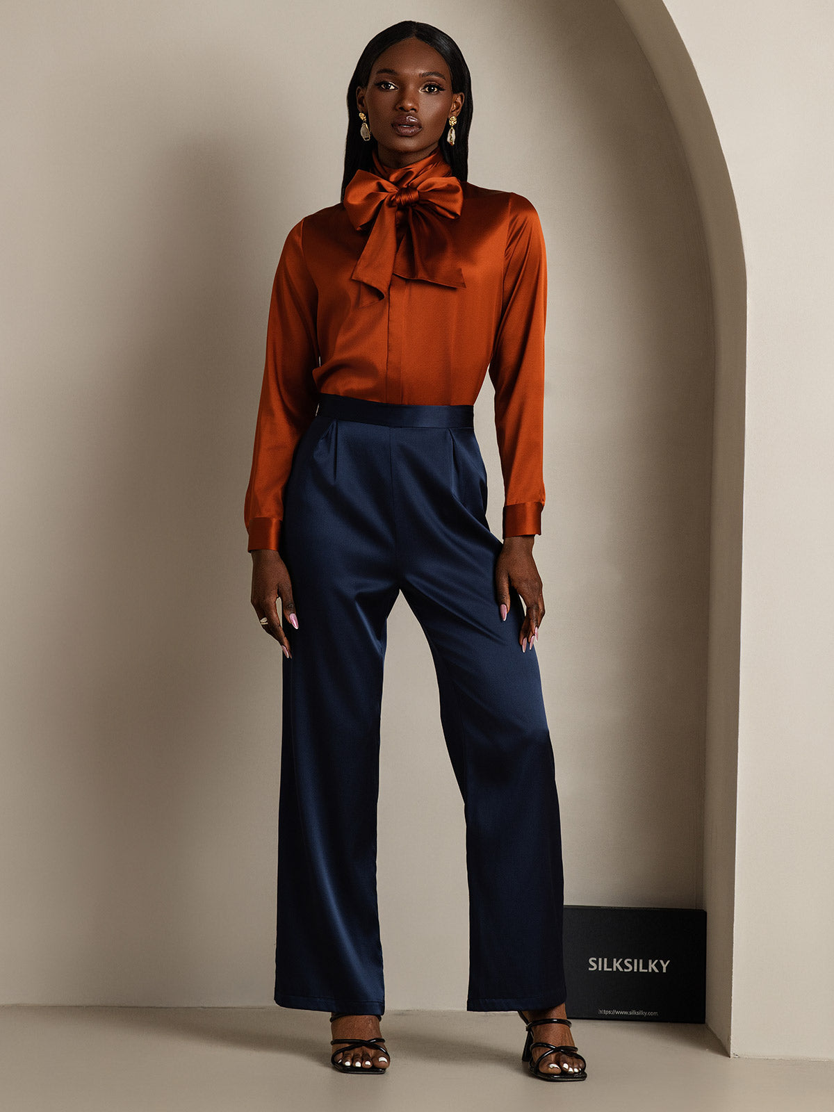 [Caramelo] SilkSilky-ES 19Momme Seda Womens Shirt 008