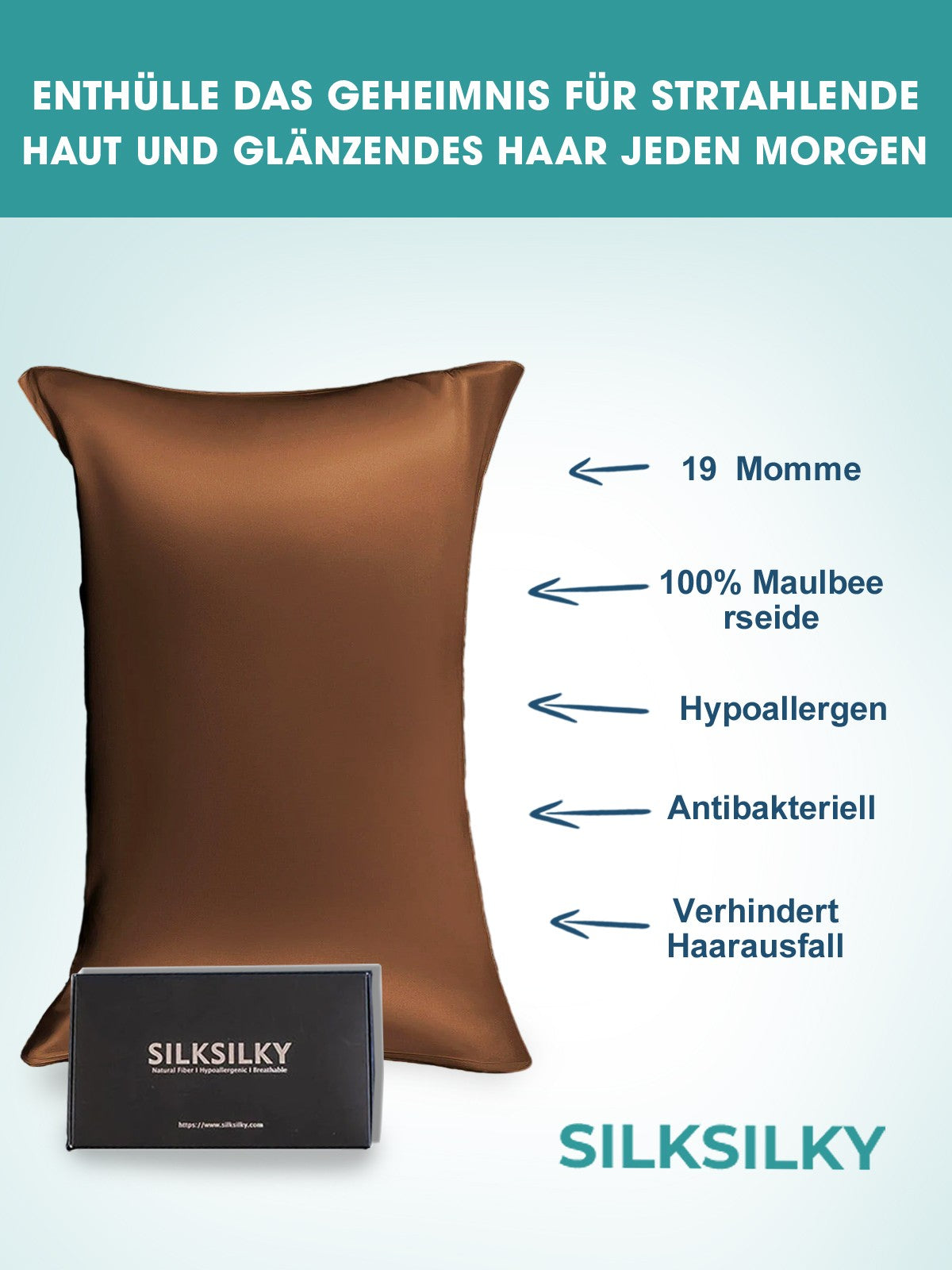 [Café] SilkSilky-ES 19Momme Seda Pura Pillowcase 002