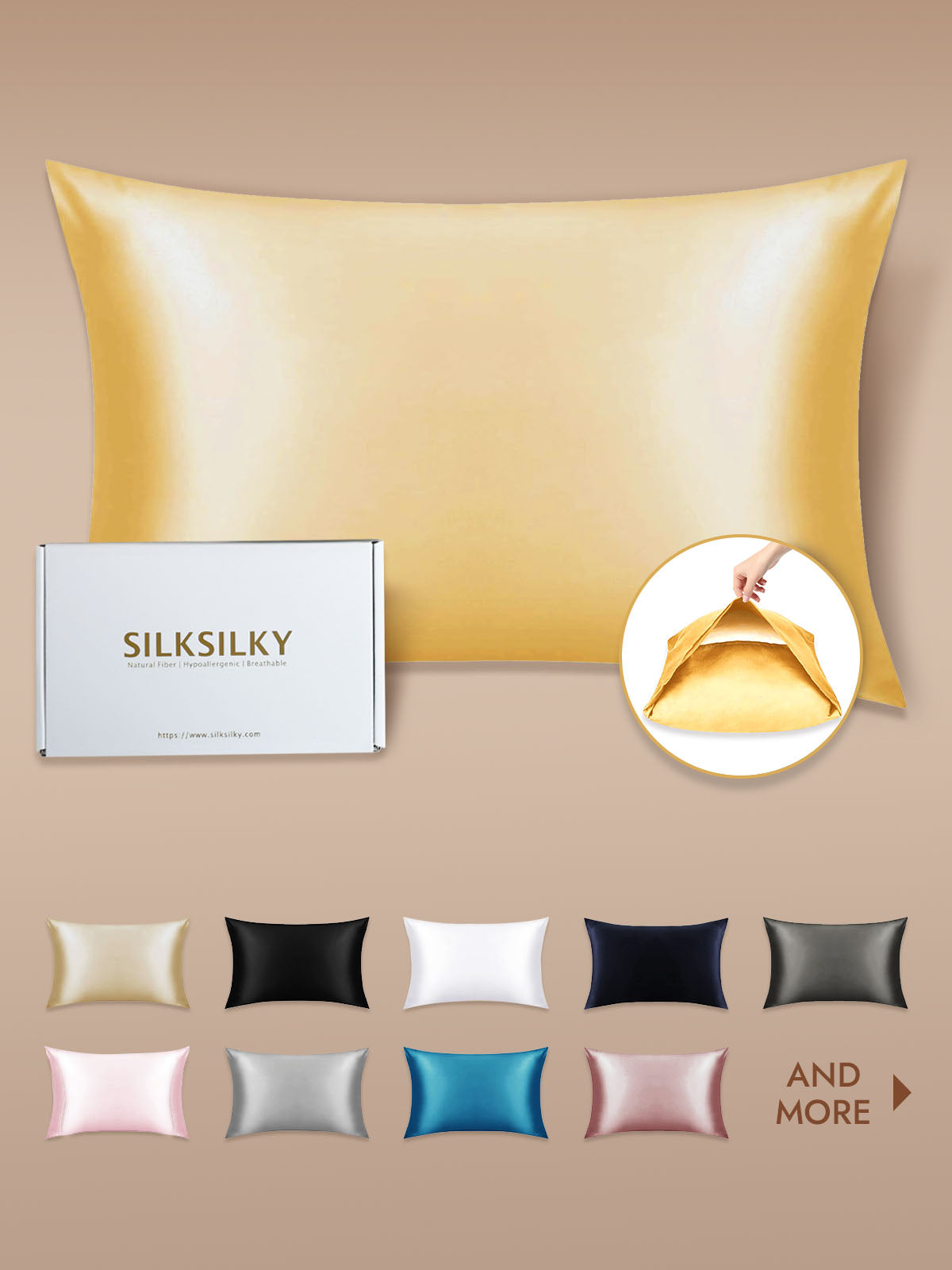 [Champán] SilkSilky-ES 22Momme Seda Pura Pillowcase 001
