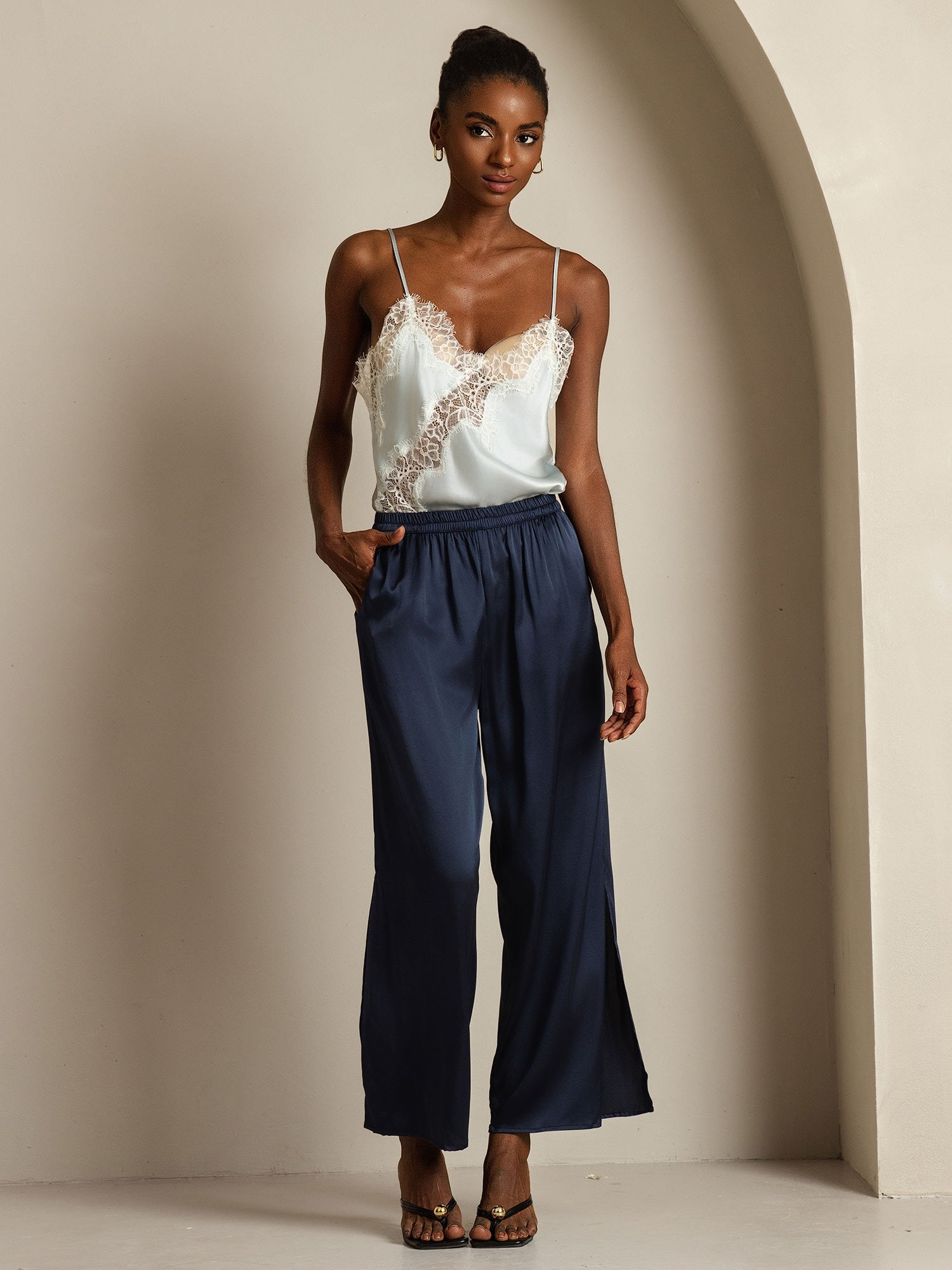 [AzulClaro] SilkSilky-ES Seda Pura Camisoles 009