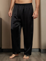 [Negro] SilkSilky-ES Seda Pura Mens Sleep Bottoms 001