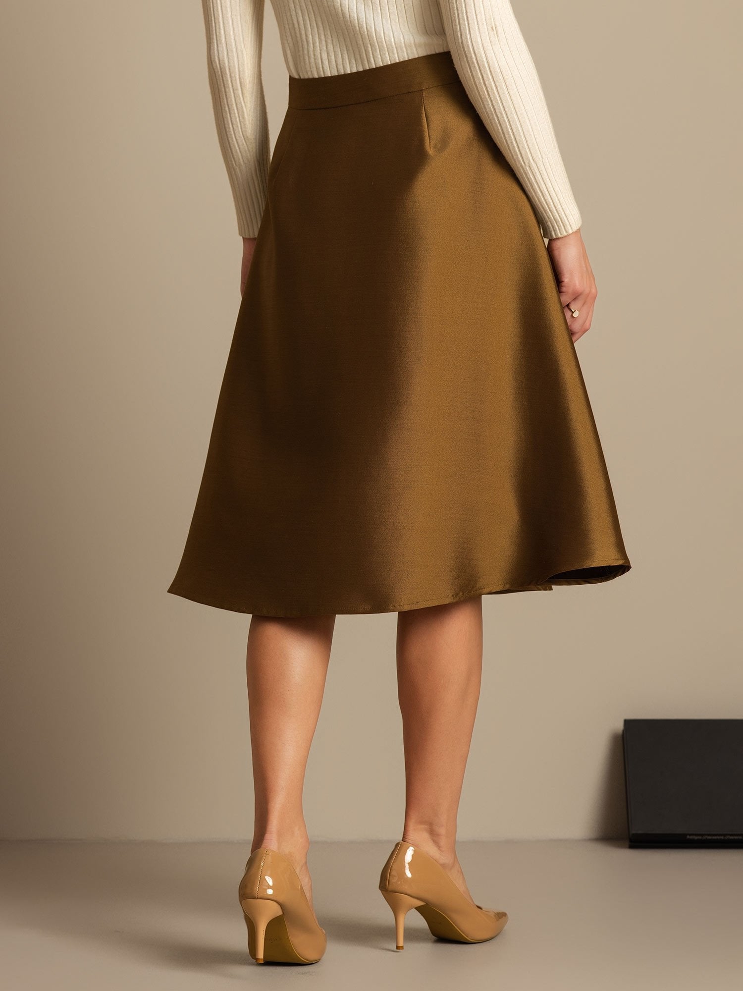 [Bronce] SilkSilky-ES 32Momme Silk-Wool Blend Skirt 002,