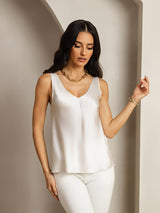 [Gris Claro] SilkSilky-ES Sleeveless V Neck Top de tirantes 006