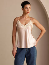 [Rosa] SilkSilky-ES Spaghetti Strap V Neck Top de tirantes 001